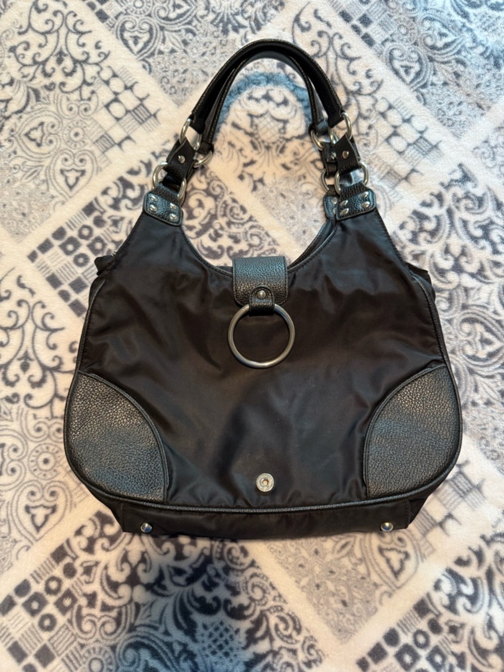 Express Black Women’s Shoulder Bag - Classic Ring Accent